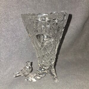 Vintage Hofbauer Byrdes cornucopia vase made of German lead crystal